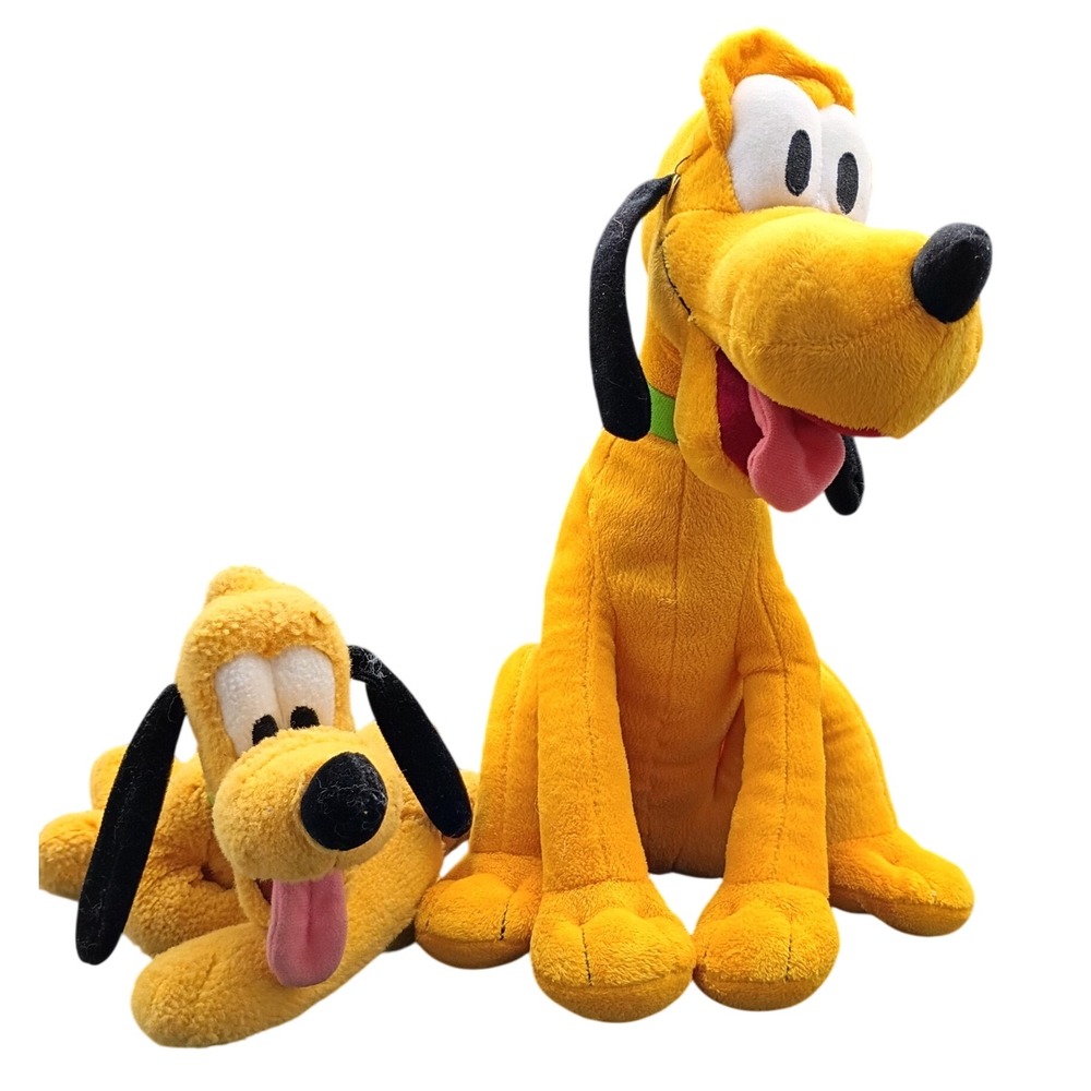 Disney Pluto Plush Set Kohl's Cares Sitting and Laying Stuffed Animals Yellow